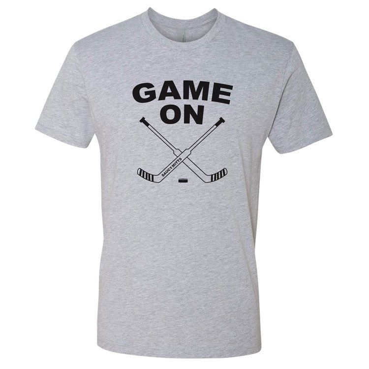 game on goalie hockey shirt heather gray