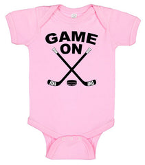 Game On Hockey Baby Bodysuit pink