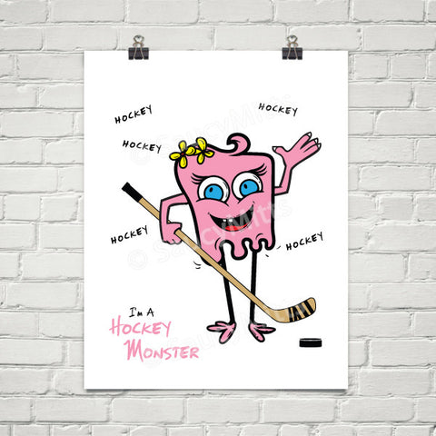 Girls Hockey Monster Poster