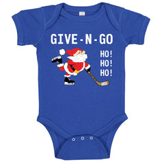 Give N Go Hockey Santa Baby Bodysuit royal blue