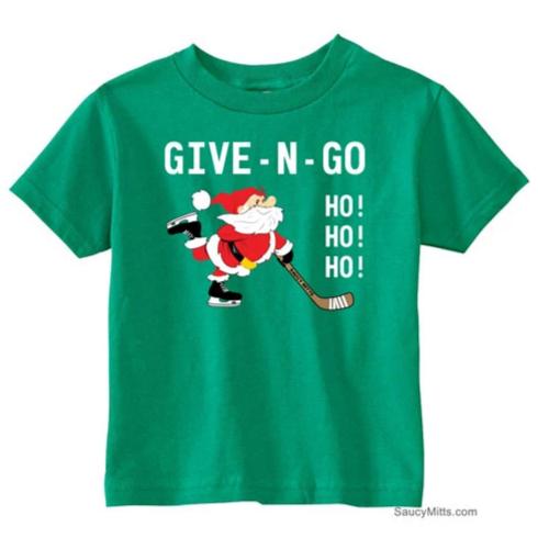 Give N Go Hockey Santa Toddler Shirt kelly green