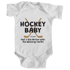 hockey baby missing teeth infant onesie white