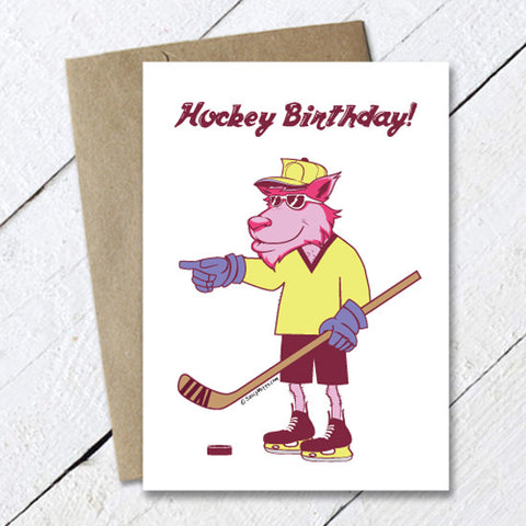 Cool Wolf Hockey Birthday Card