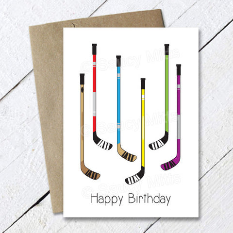 Hockey Birthday Card Sticks