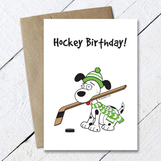 hockey birthday dog card