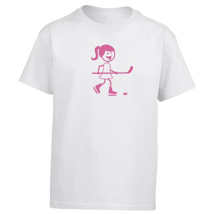 cartoon hockey girl shirt white