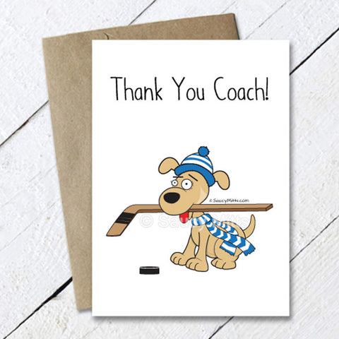 Hockey Dog Thank You Coach Card