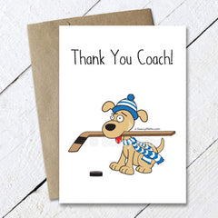 hockey dog thank you coach card