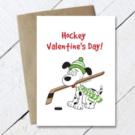 Hockey Valentine's Day Dog Card