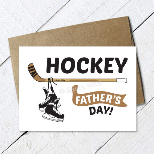 Hockey Fathers Day Card Stick and Skates