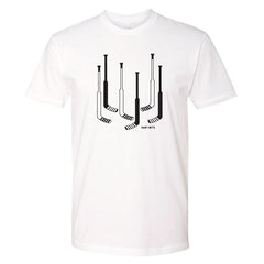 hockey goalie sticks shirt white