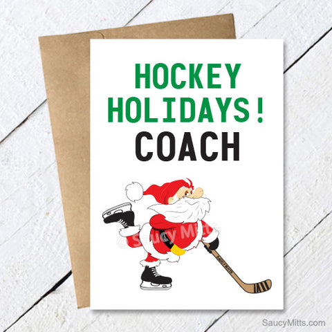 Hockey Coach Christmas Card - Hockey Holidays Santa