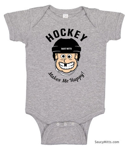 Hockey Makes Me Happy Baby Bodysuit