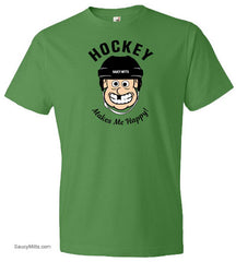 Hockey Makes Me Happy Youth Shirt green apple