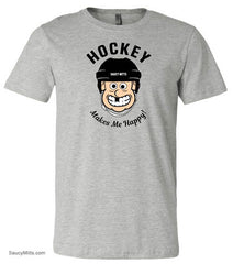 Hockey Makes Me Happy Youth Shirt heather gray