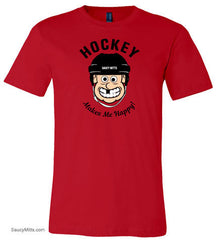 Hockey Makes Me Happy Youth Shirt red