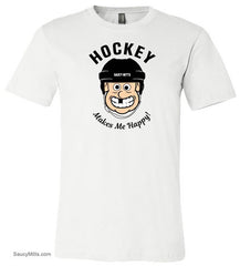 Hockey Makes Me Happy Youth Shirt white