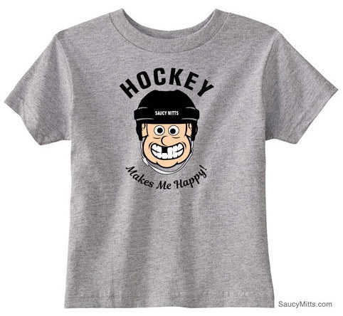 Hockey Makes Me Happy Toddler Shirt heather gray