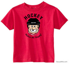 Hockey Makes Me Happy Toddler Shirt red