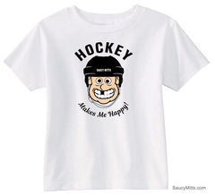 Hockey Makes Me Happy Toddler Shirt white