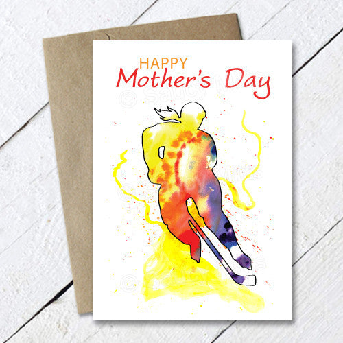 Hockey Mother's Day Card - Watercolor