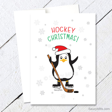 hockey penguin christmas card