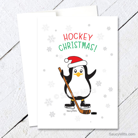 Hockey Penguin Christmas Card