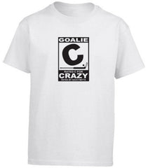 rated c for crazy hockey goalie youth shirt white