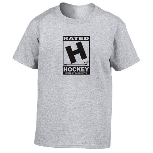 rated h for hockey youth shirt heather gray