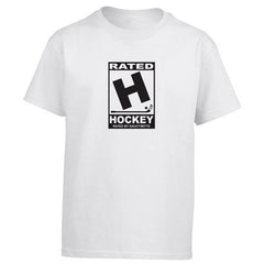 rated h for hockey youth shirt white