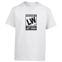 rated lw for left wing hockey youth shirt white