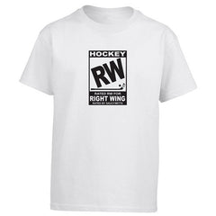 rated rw for right wing hockey youth shirt white