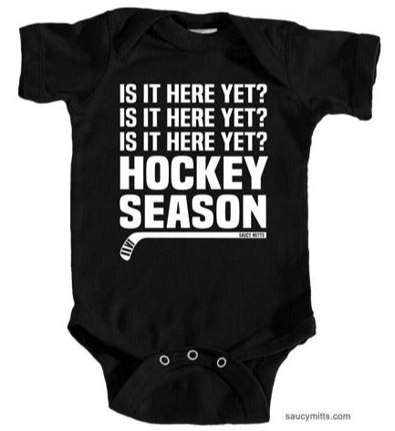 Hockey Season Is It Here Yet Infant Bodysuit black