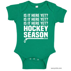 Hockey Season Is It Here Yet Infant Bodysuit kelly green