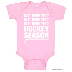 Hockey Season Is It Here Yet Infant Bodysuit pink