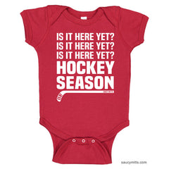 Hockey Season Is It Here Yet Infant Bodysuit red