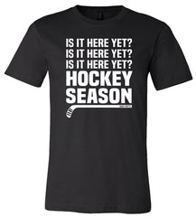 Hockey Season Is It Here Yet Youth Hockey Shirt black