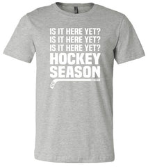 Hockey Season Is It Here Yet Youth Hockey Shirt heather gray