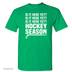 Hockey Season Is It Here Yet Youth Hockey Shirt apple green