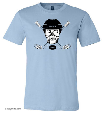 hockey skull youth hockey shirt light blue