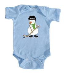 Hockey Snowman Infant Bodysuit light blue