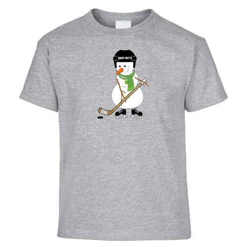 hockey snowman youth hockey shirt heather gray