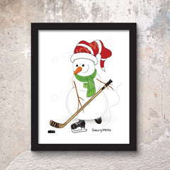 hockey snowman poster print