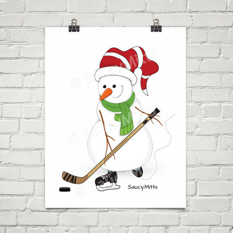 Hockey Snowman Poster Print