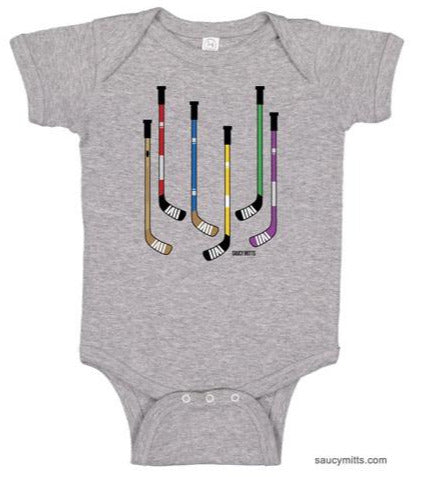 Colorful Hockey Sticks Baby Bodysuit