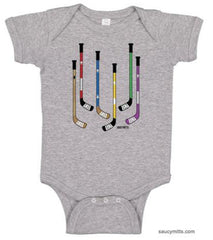 Colorful Hockey Sticks Baby Bodysuit heather gray