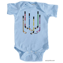 Colorful Hockey Sticks Baby Bodysuit light blue