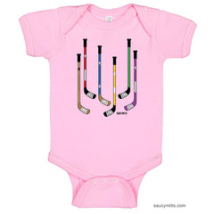Colorful Hockey Sticks Baby Bodysuit light pink