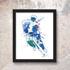 hockey watercolor poster print 8x10