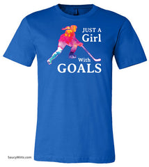 Just a Girl with Goals Hockey Shirt royal blue